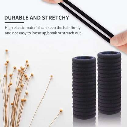 Bronson Professional Hair Rubber Bands Ponytail Holder with Storage Box - Black
