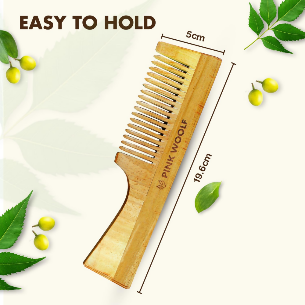 Pink Woolf Neem Wood Comb