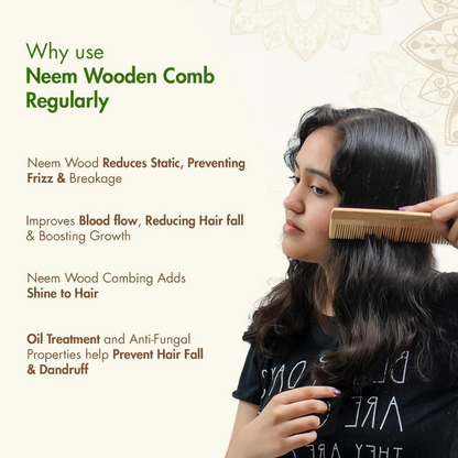 Pink Woolf Neem Wooden Comb Set for Men & Women