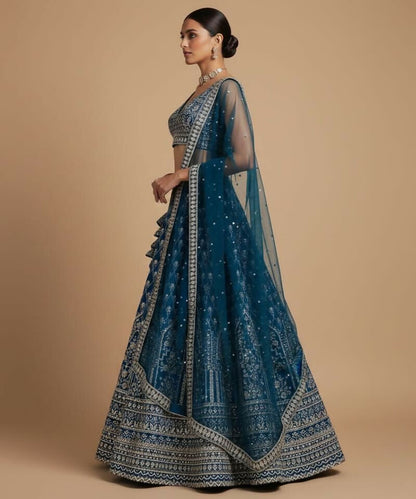 Lehenga Mart Teal Faux Georgette Designer Bollywood Style Wedding Wear Lehenga Choli