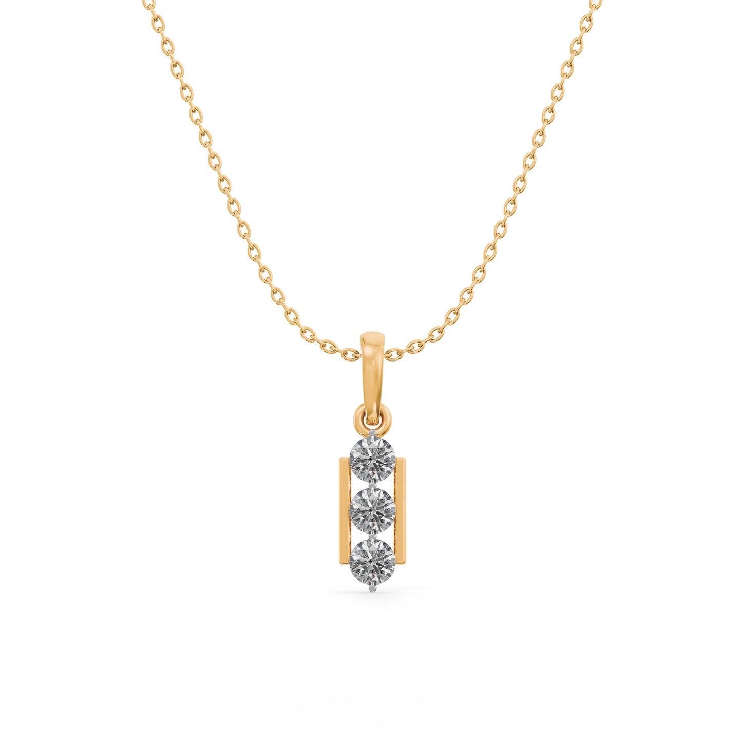 Sleek Prism 9KT Gold Laboratory Grown Diamond Necklace