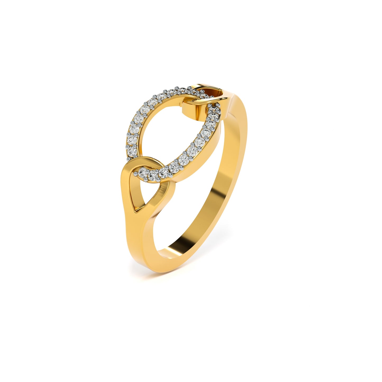Oval Link Sparkle 9KT Gold Laboratory Grown Diamond Ring