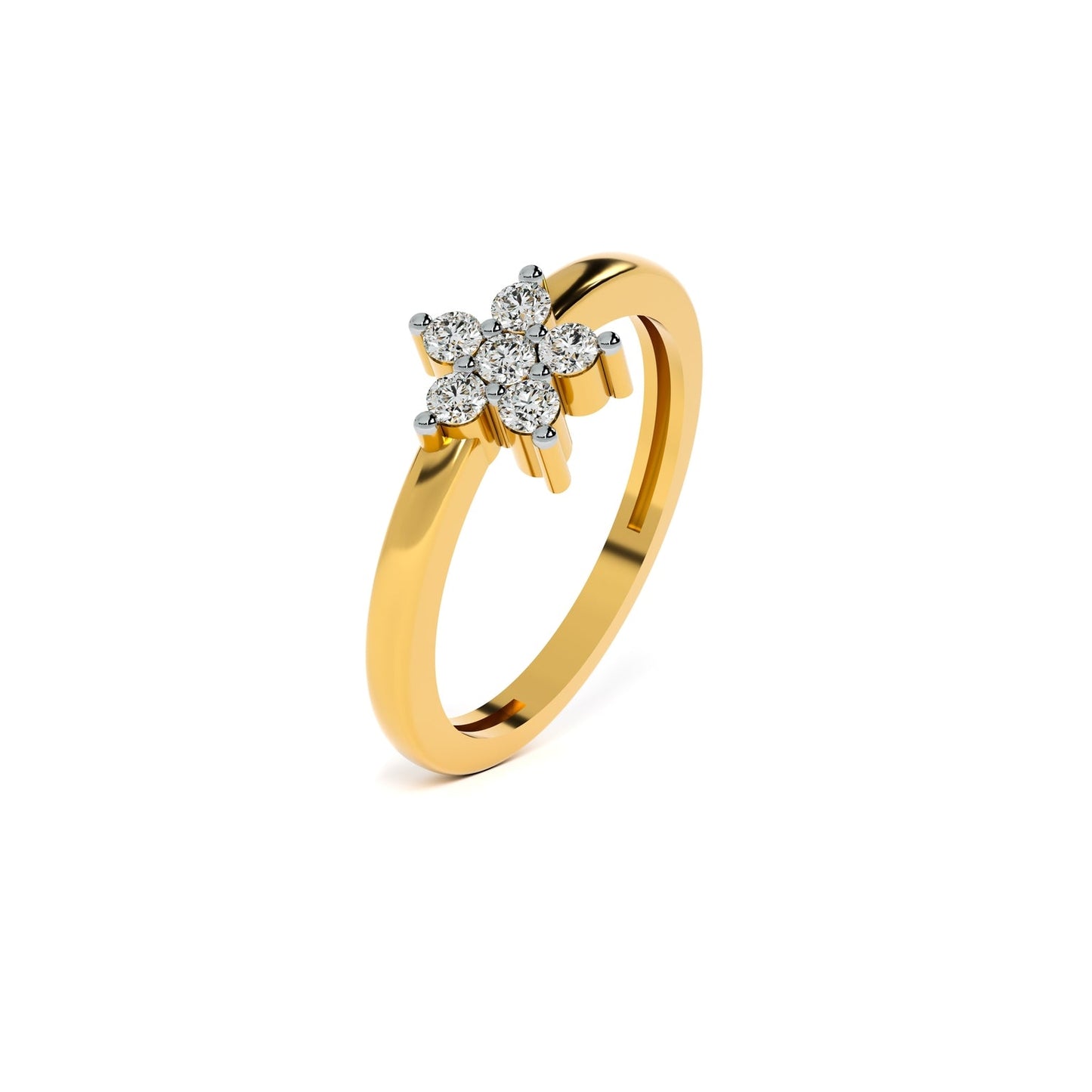 Floral Glint 9KT Gold Laboratory Grown Diamond Ring