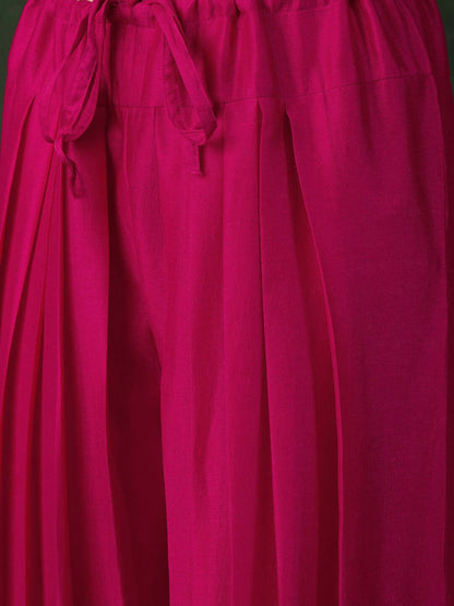 The52 Women's Beautiful Embroidery Work Vichitra Fabric A-line Kurta Pant and Dupatta Set-Pink
