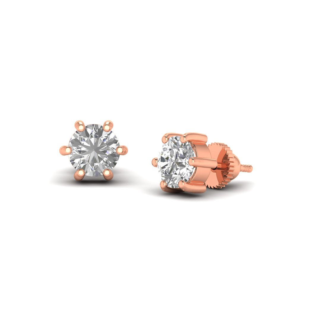 Rose Gold Round Solitaire Diamond Studs