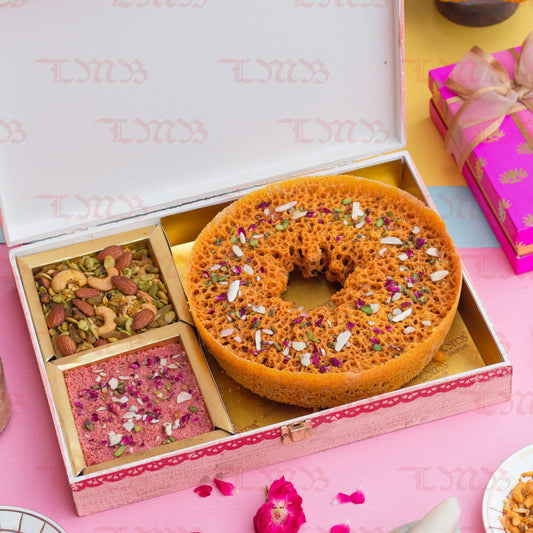LMB Sweets Pink City Ghewar Box