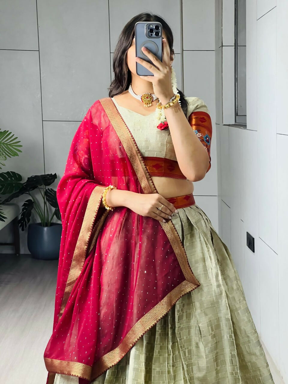 Yash Enterprise Multi Color Silk Embroidery Semi Stitched Navratri Chaniya Choli