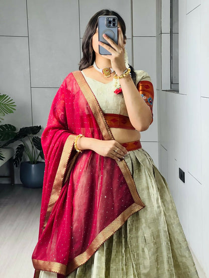 Yash Enterprise Multi Color Silk Embroidery Semi Stitched Navratri Chaniya Choli