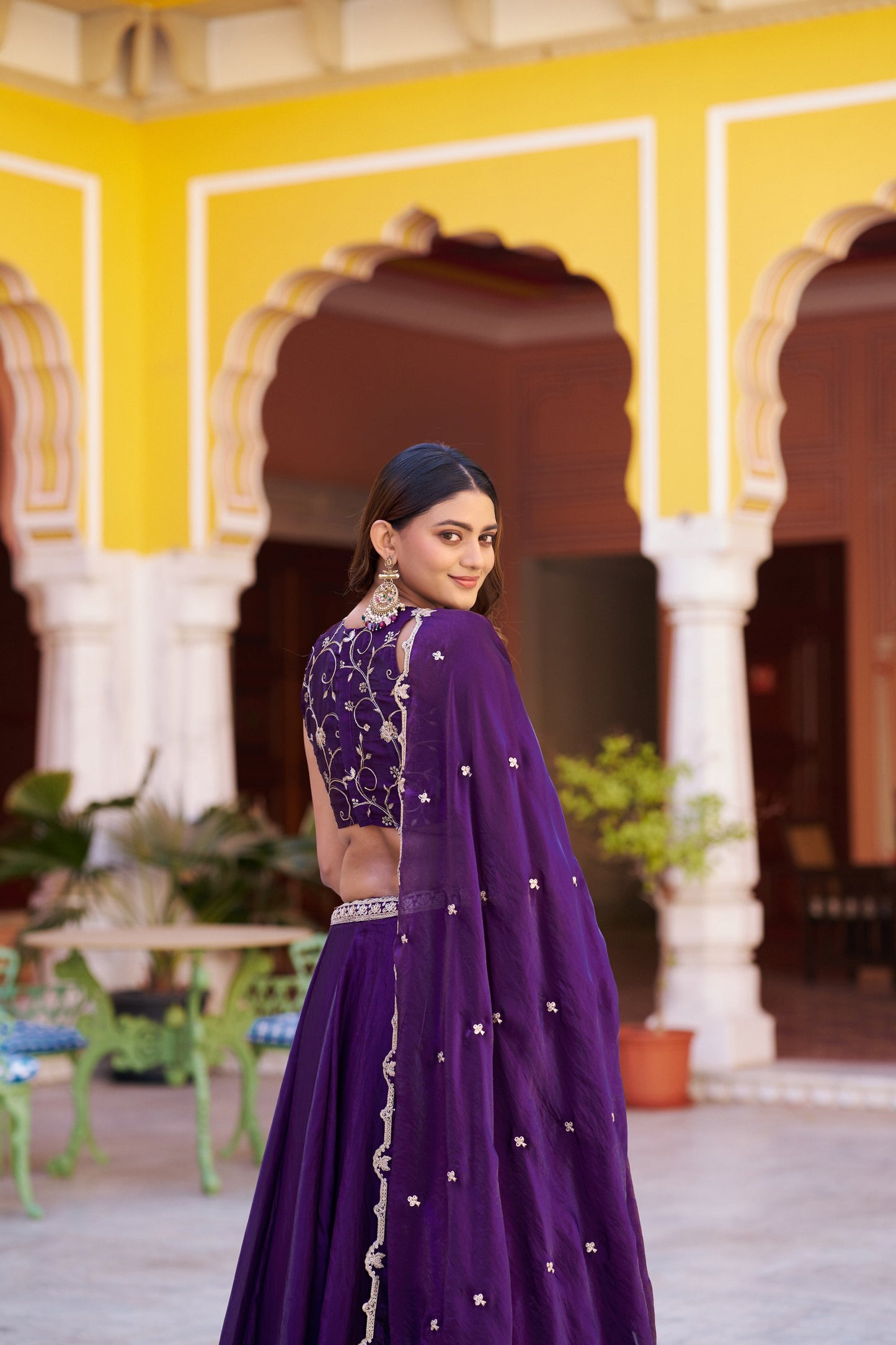 Lorenvalley Fashion Purple Fendy Satin Sequins and Thread Embroidery Work Lehenga Choli with Dupatta