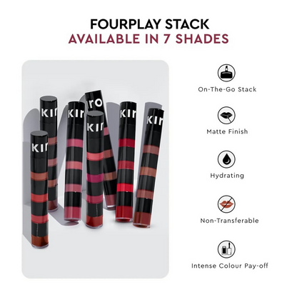 Kiro Four Play Non-Stop Airy Matte Liquid Lip Stack  Paramount Pink