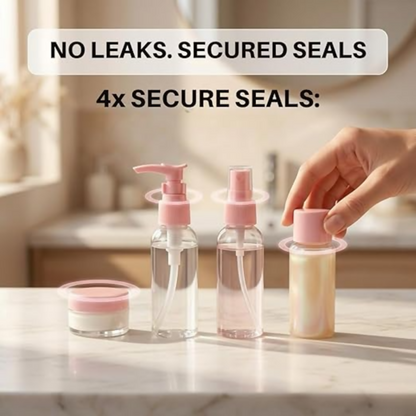 Temperia Travel Bottles for Toiletries - Refillable Empty Mini Containers with Pouch