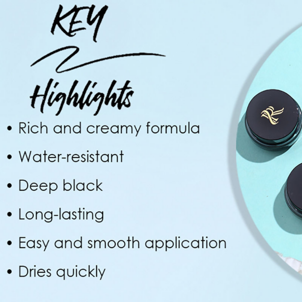 Ronzille 36Hr Waterproof And Smudge Proof Long Wear Gel Eyeliner With Brush - Black And Blue