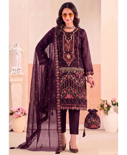 KC Purple Pakistani Crunchy Silk Heavy Salwar Kameez For Women