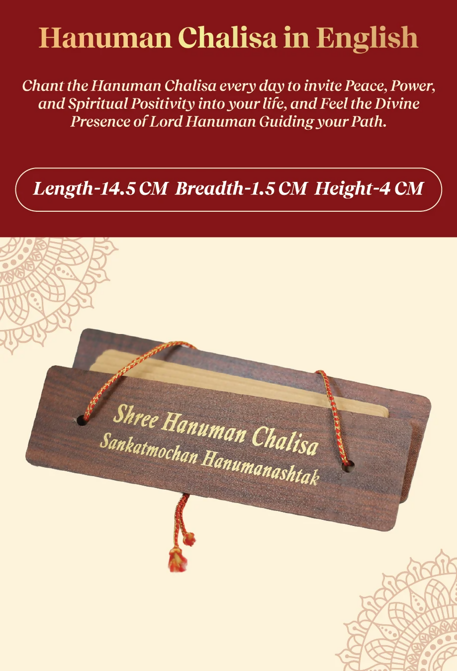 Pujashree Wooden Hanuman Chalisa  Spiritual Prayer Plaque for Home Decor & Worship (English)