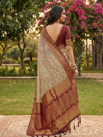 Shree Shyam Fashion Chiku With Red Cotton Saree
