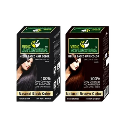 VedicAyurveda Natural Henna Hair Color No Ammonia Black & No Ammonia Dark Brown