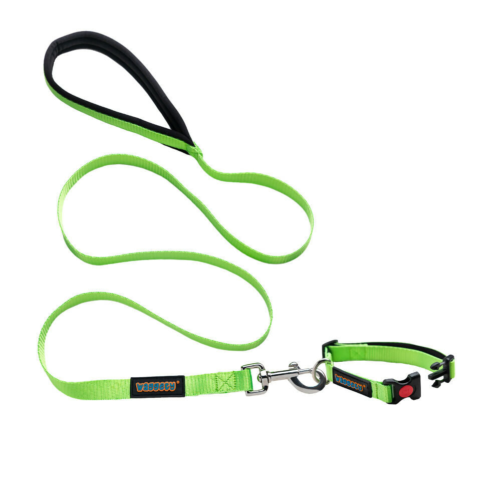 Waggety Dog Leash - Durable Green Polyester, Length - 5Ft, Comfortable Grip, Stylish Pet Leash for Dogs