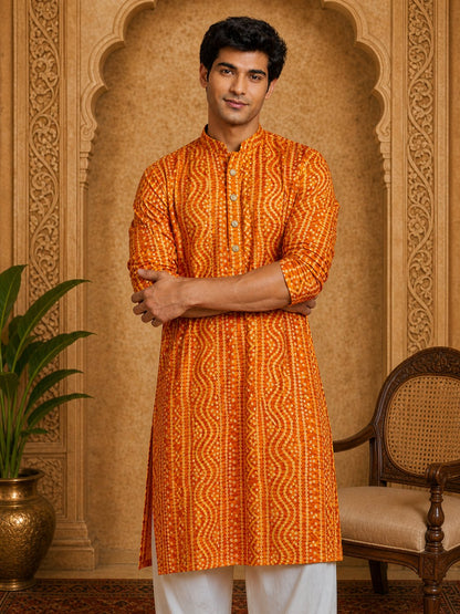 MULTI SHADES Men's Mustard Rayon kurta
