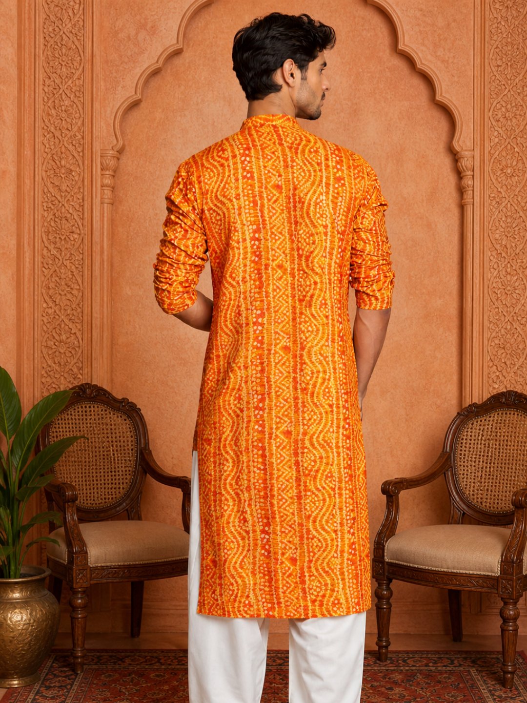 MULTI SHADES Men's Mustard Rayon kurta