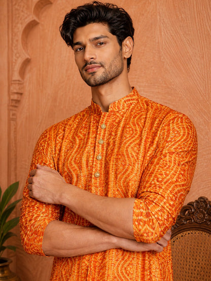 MULTI SHADES Men's Mustard Rayon kurta