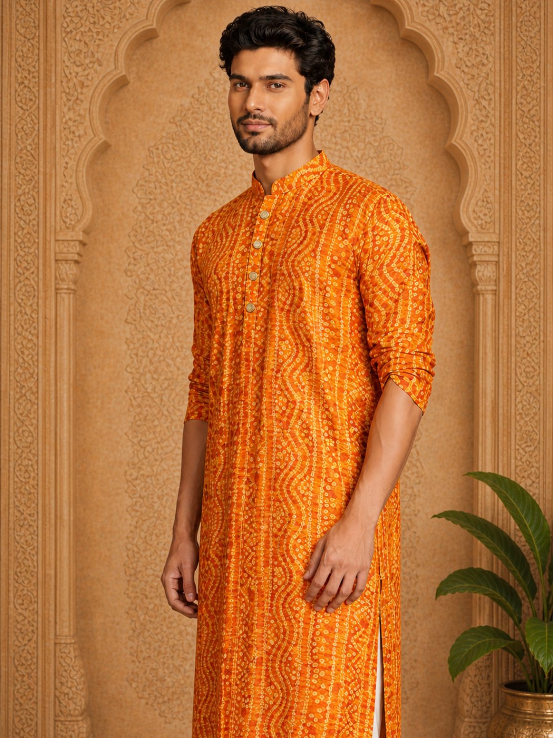 MULTI SHADES Men's Mustard Rayon Kurta Set