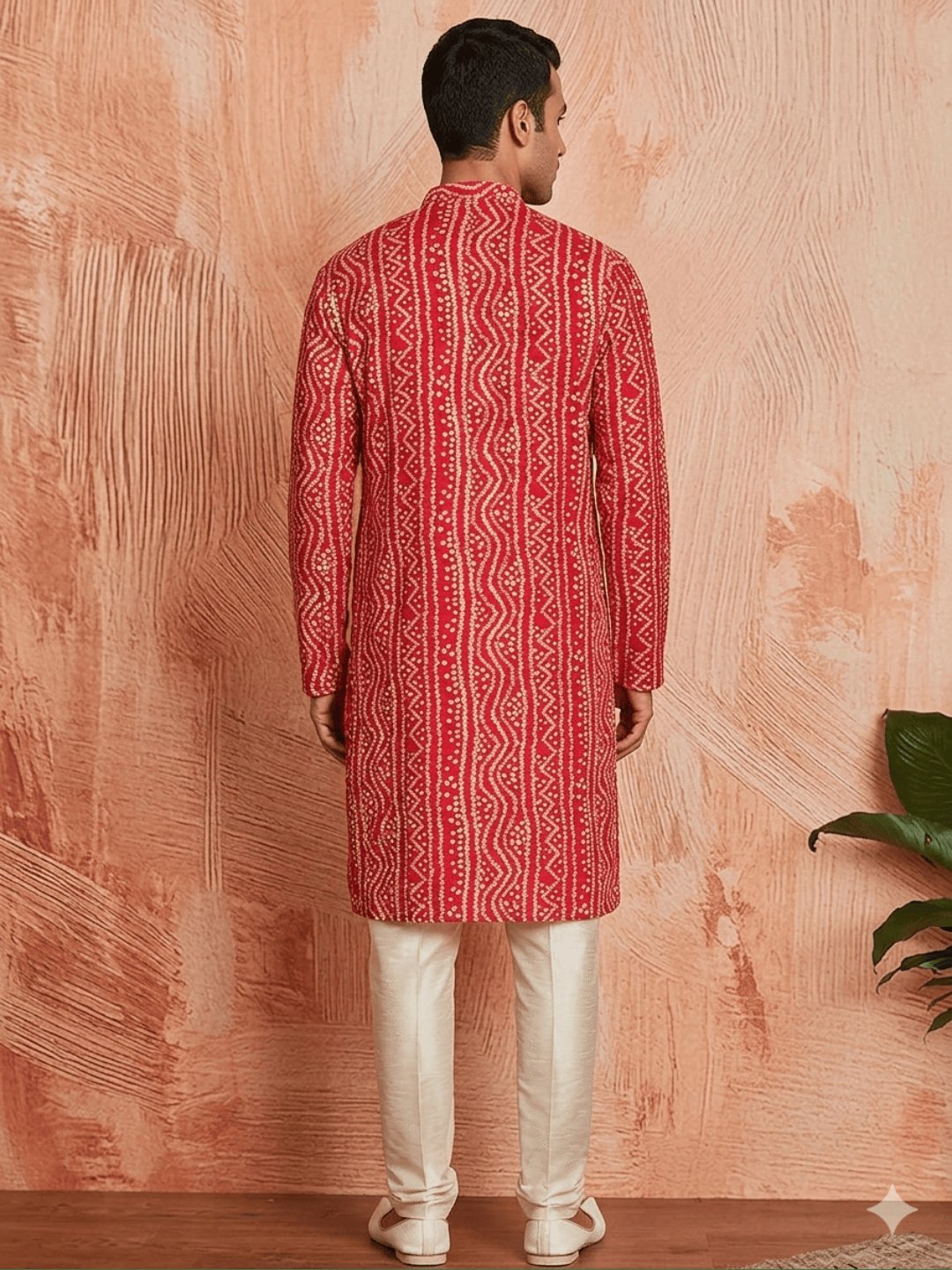 MULTI SHADES Men's Red Rayon Kurta