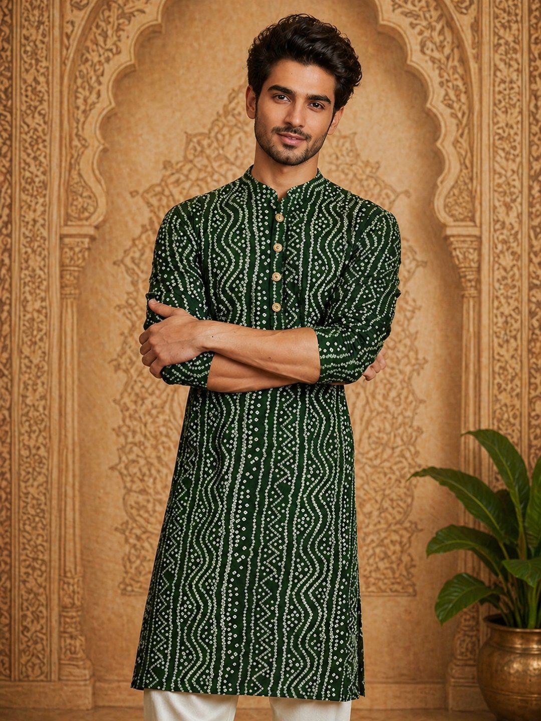 MULTI SHADES Men's Green Rayon Kurta Set