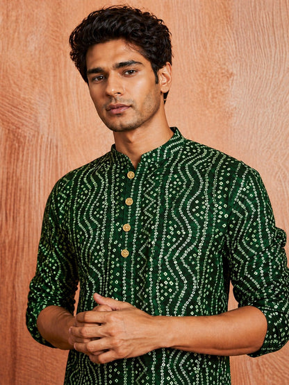 MULTI SHADES Men's Green Rayon Kurta
