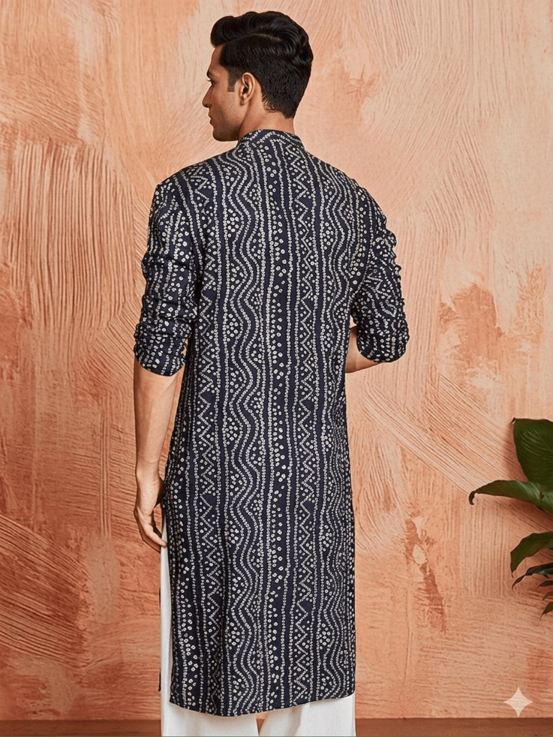MULTI SHADES Men's Navy Blue Rayon Kurta Set