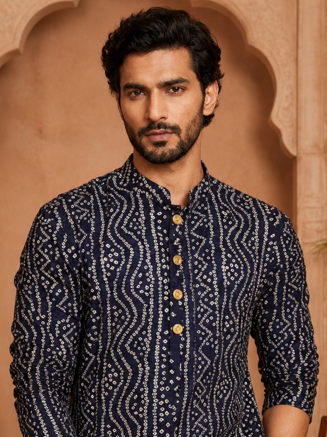 MULTI SHADES Men's Navy Blue Rayon Kurta