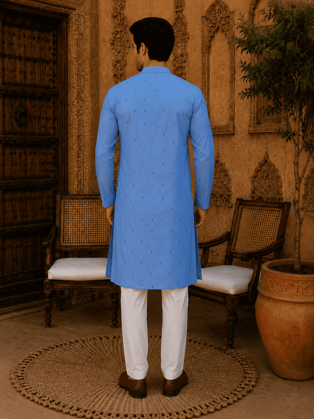 MULTI SHADES Sky Blue Ethnic Printed Kurta
