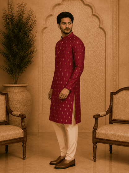 MULTI SHADES Maroon Ethnic Printed Kurta