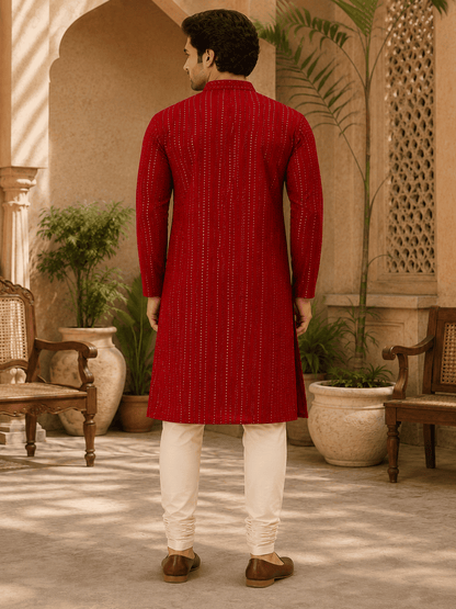 MULTI SHADES Crimson Royale Red Embellished Kurta Set