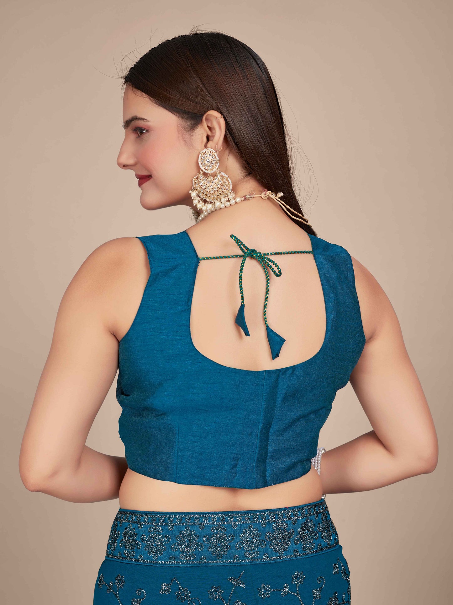 MANOHARI Georgette Embroidered Work Saree - Blue