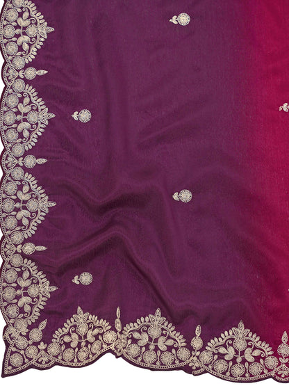 MANOHARI Georgette Embroidered Work Saree - Red