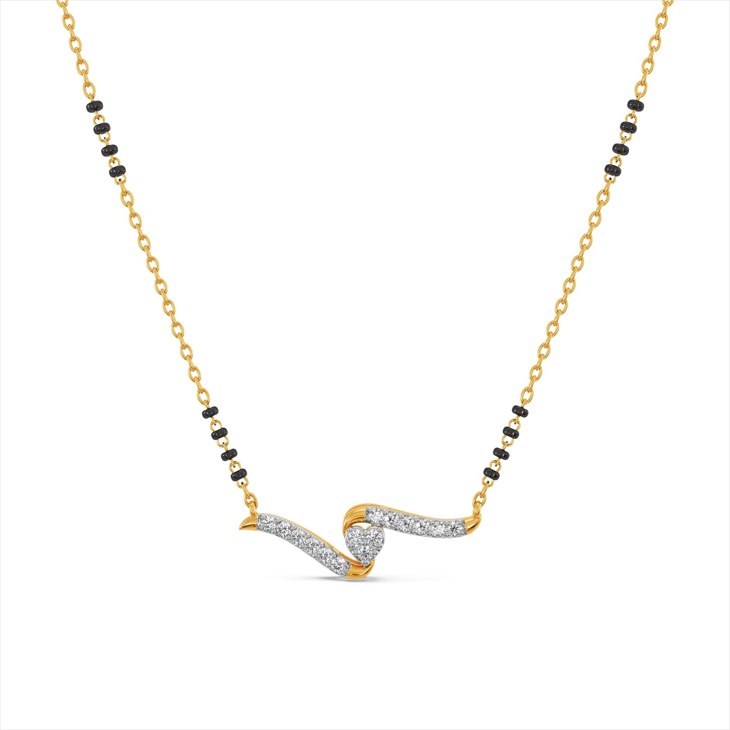 Pure Form Heart 9KT Gold Laboratory Grown Diamond Mangalsutra