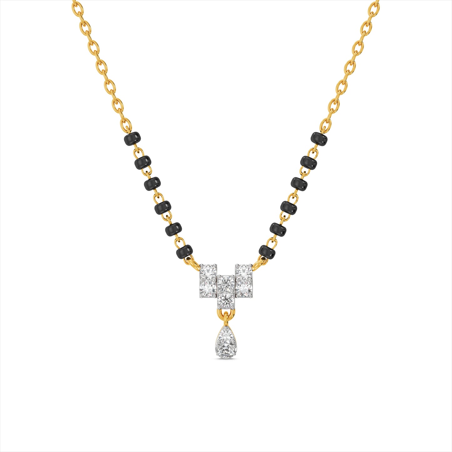 Bold Geometric 9KT Gold Laboratory Grown Diamond Mangalsutra