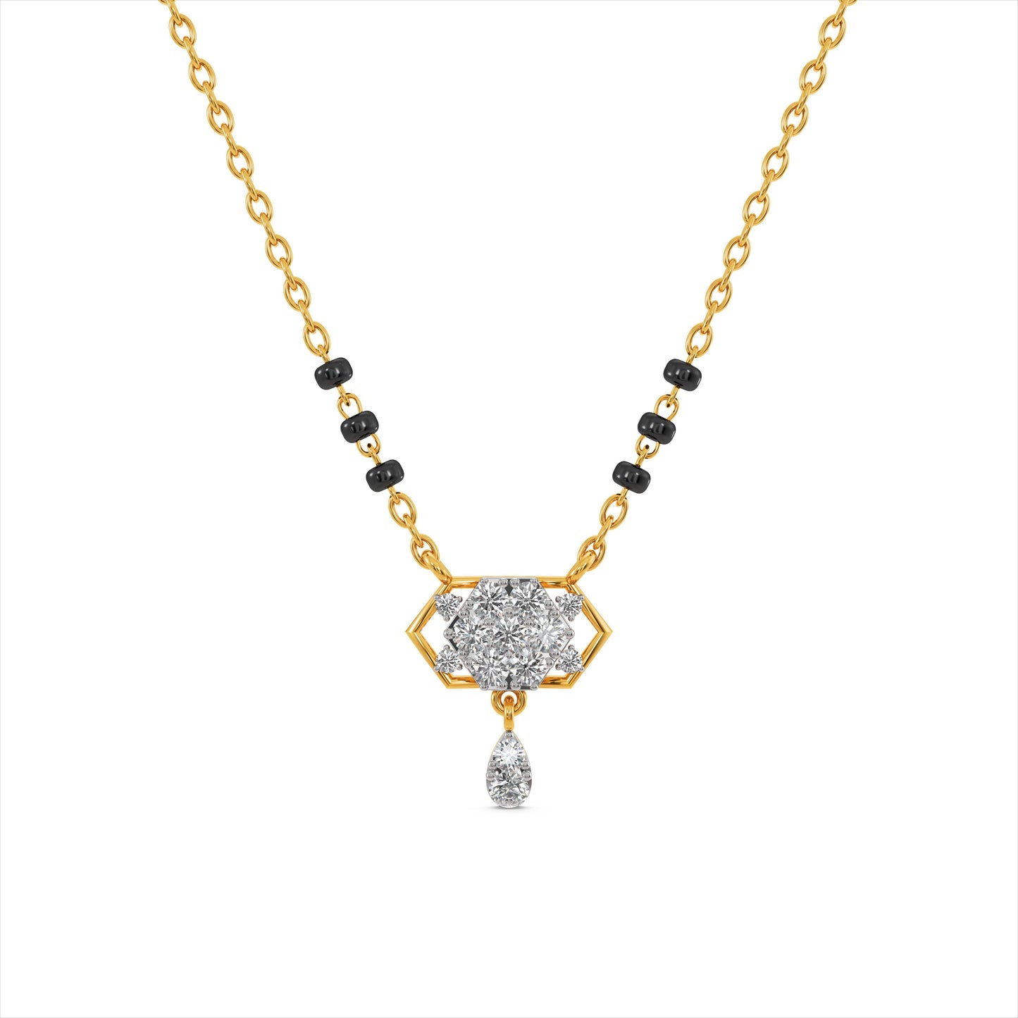Noor Hexa Drop 9KT Gold Laboratory Grown Diamond Mangalsutra