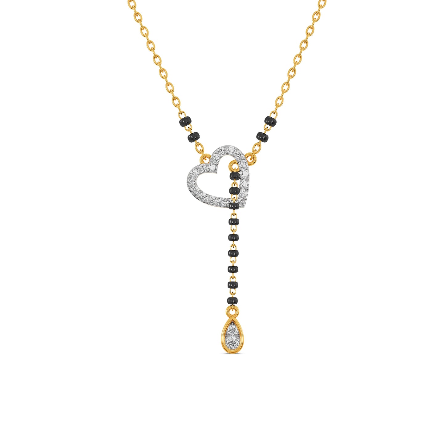 Heart Dangle 9KT Gold Laboratory Grown Diamond Mangalsutra