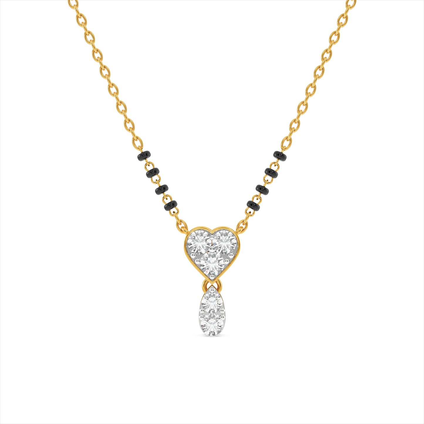 Poetic Heart Drop 9KT Gold Laboratory Grown Diamond Mangalsutra