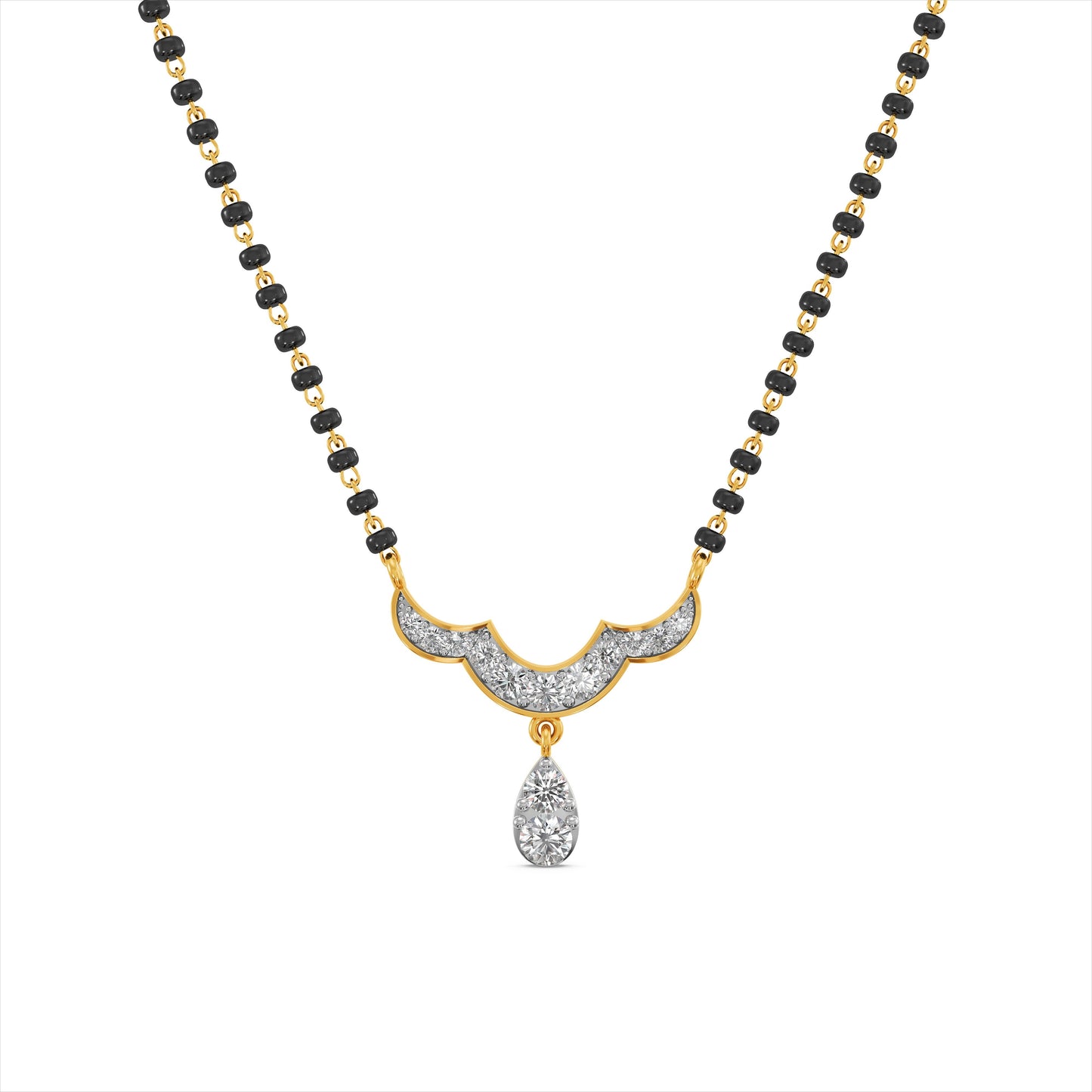 Ornate Curve Drop 9KT Gold Laboratory Grown Diamond Mangalsutra