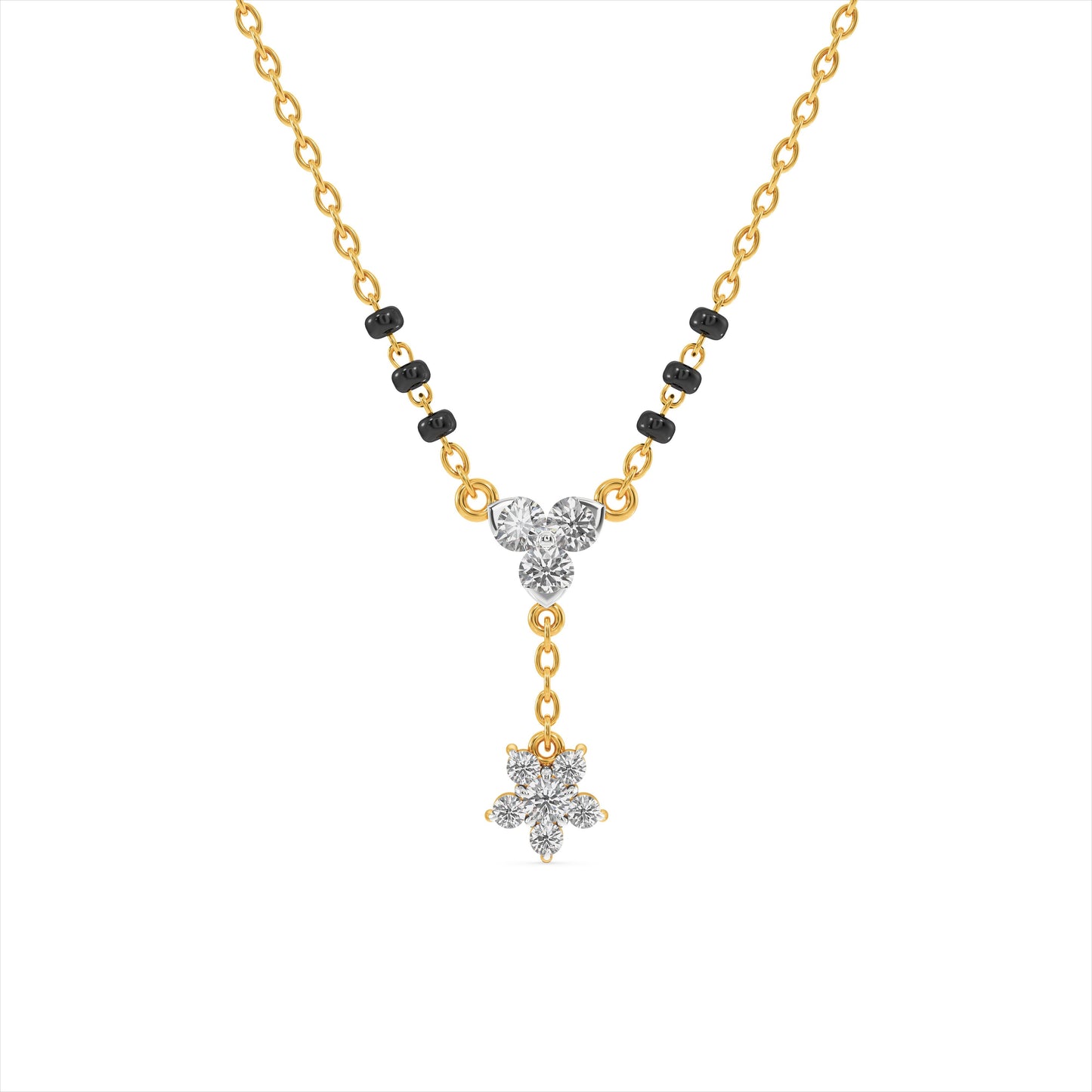 Dainty Flower 9KT Gold Laboratory Grown Diamond Mangalsutra