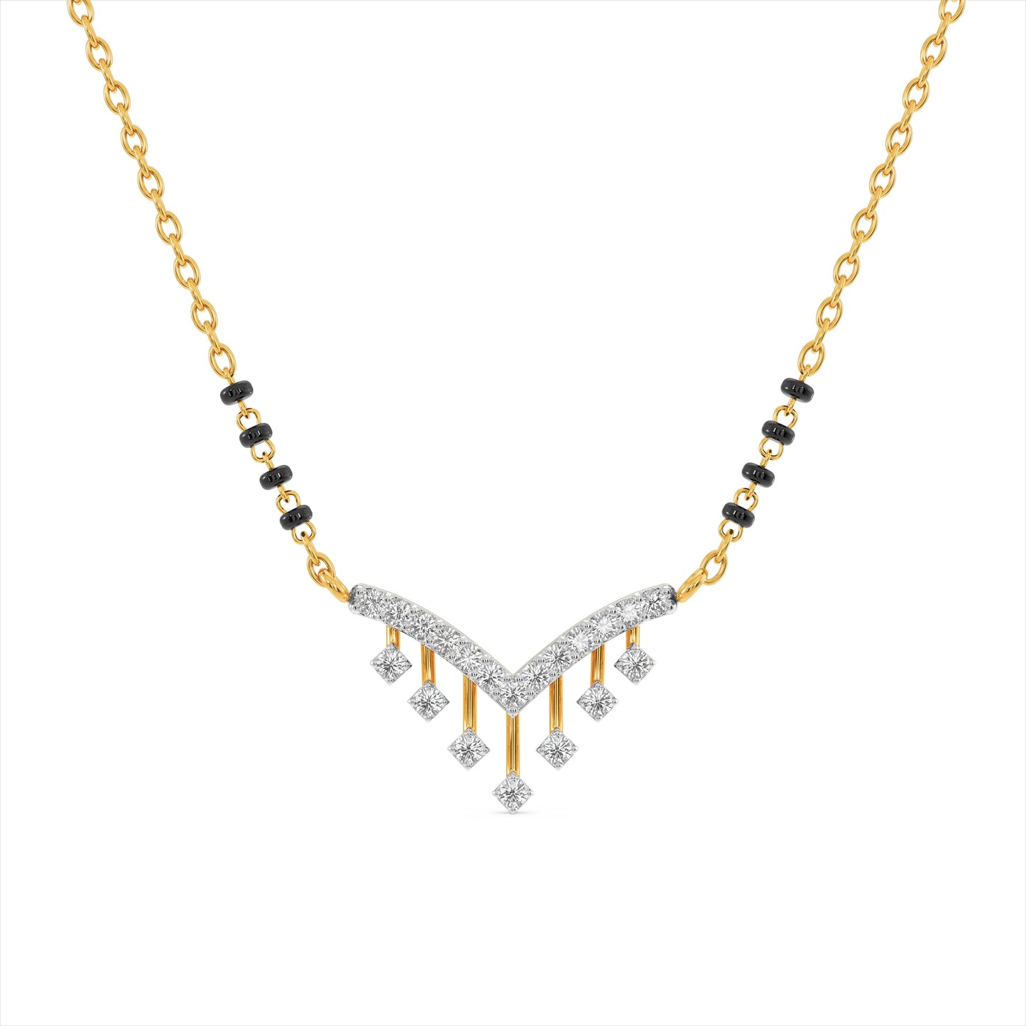 Crown Drop 9KT Gold Laboratory Grown Diamond Mangalsutra