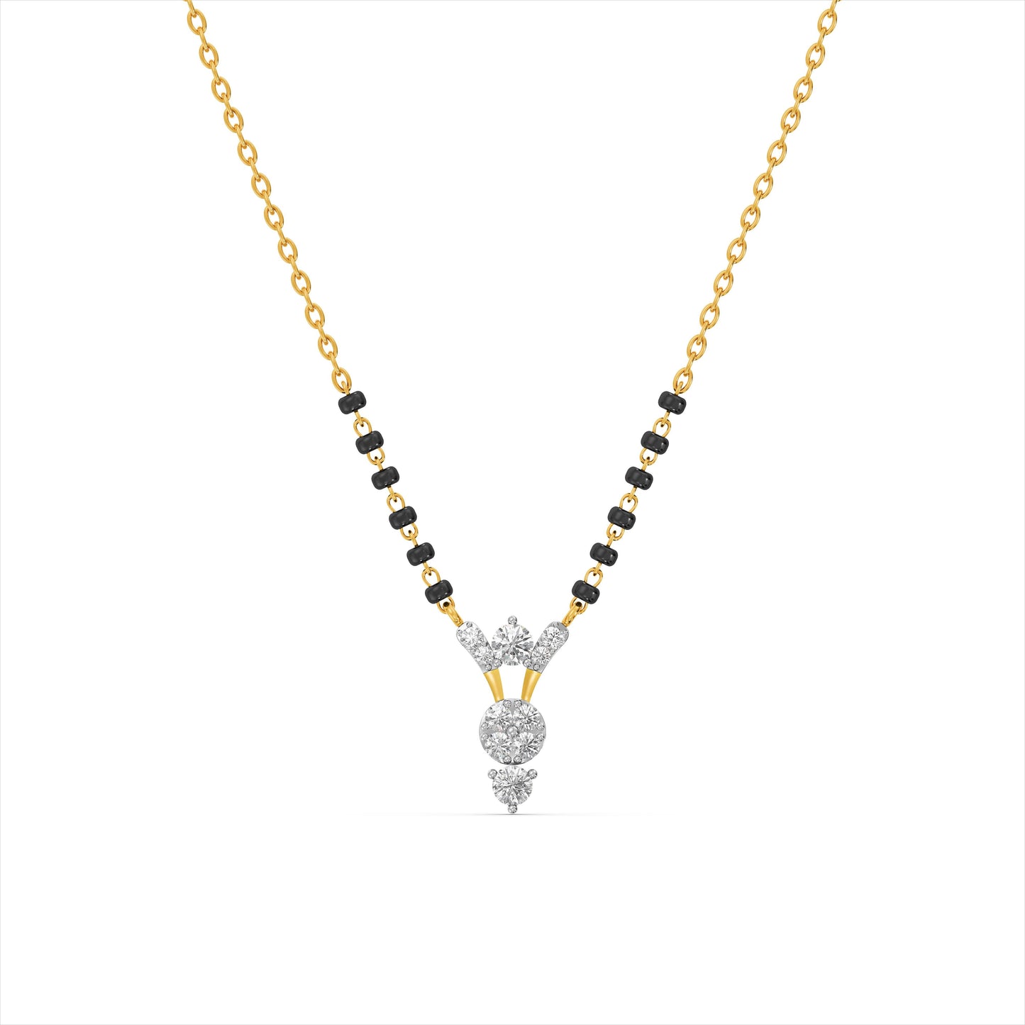 Cascade Linear Drop 9KT Gold Laboratory Grown Diamond Mangalsutra