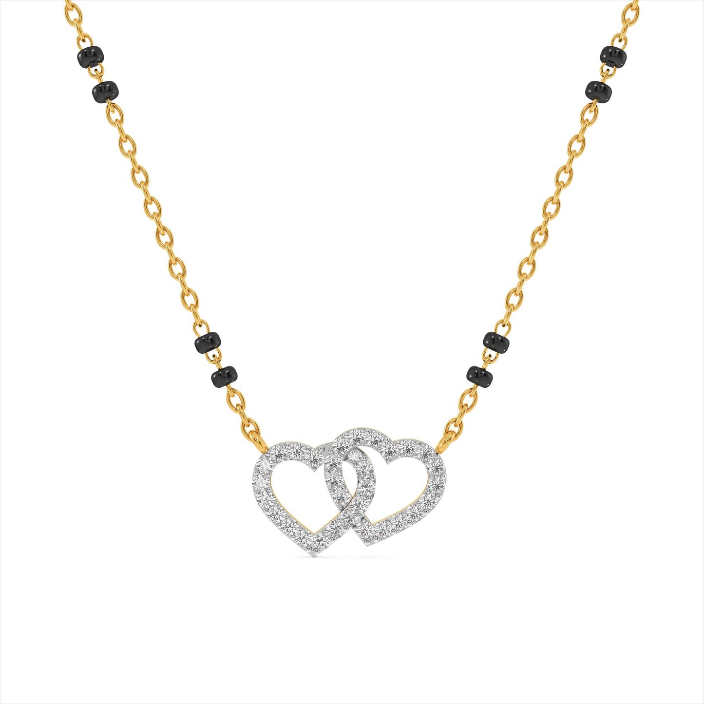 Double Heart 9KT Laboratory-Grown Diamond Mangalsutra