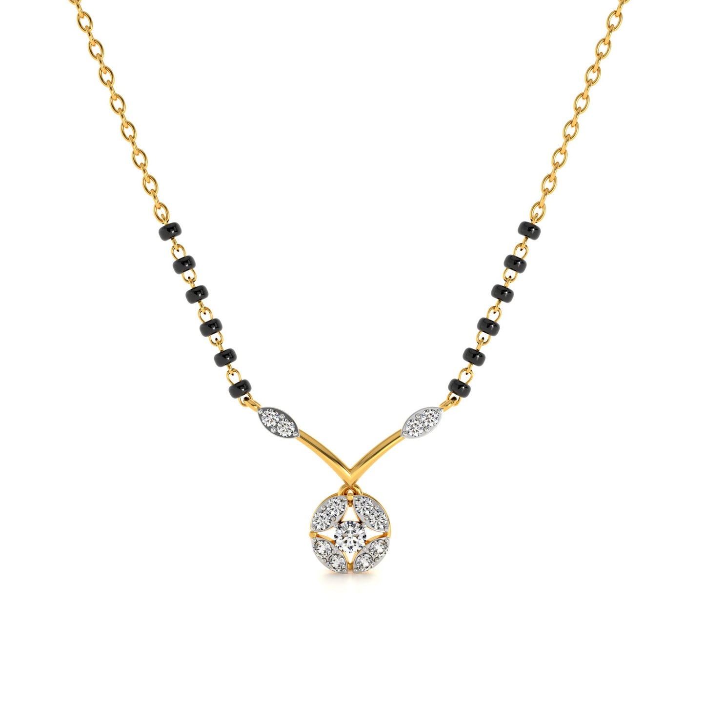 Pure Bond Solitaire 9KT Gold Laboratory Grown Diamond Mangalsutra