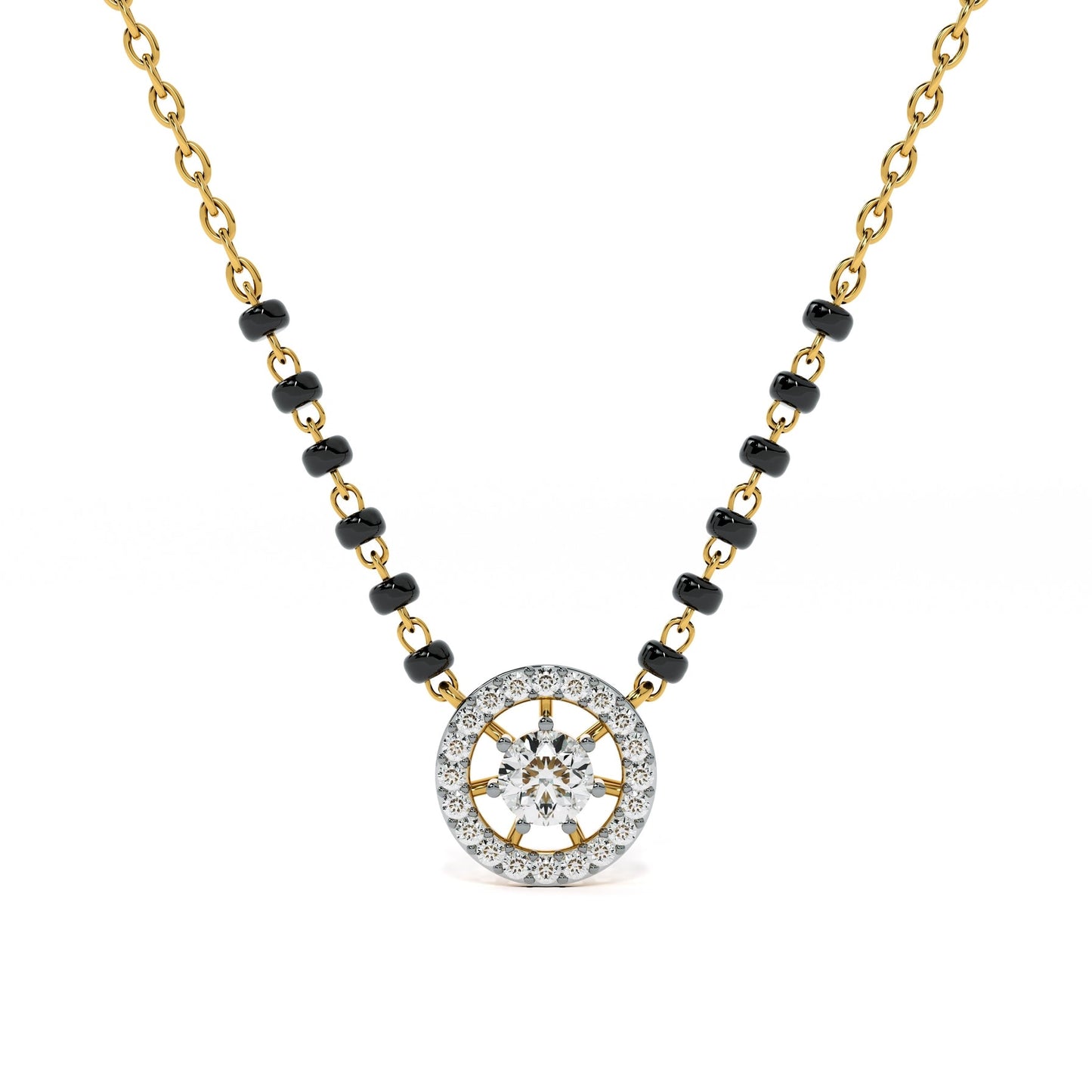 Dazzle Glow Round 9KT Gold Laboratory Grown Diamond Mangalsutra