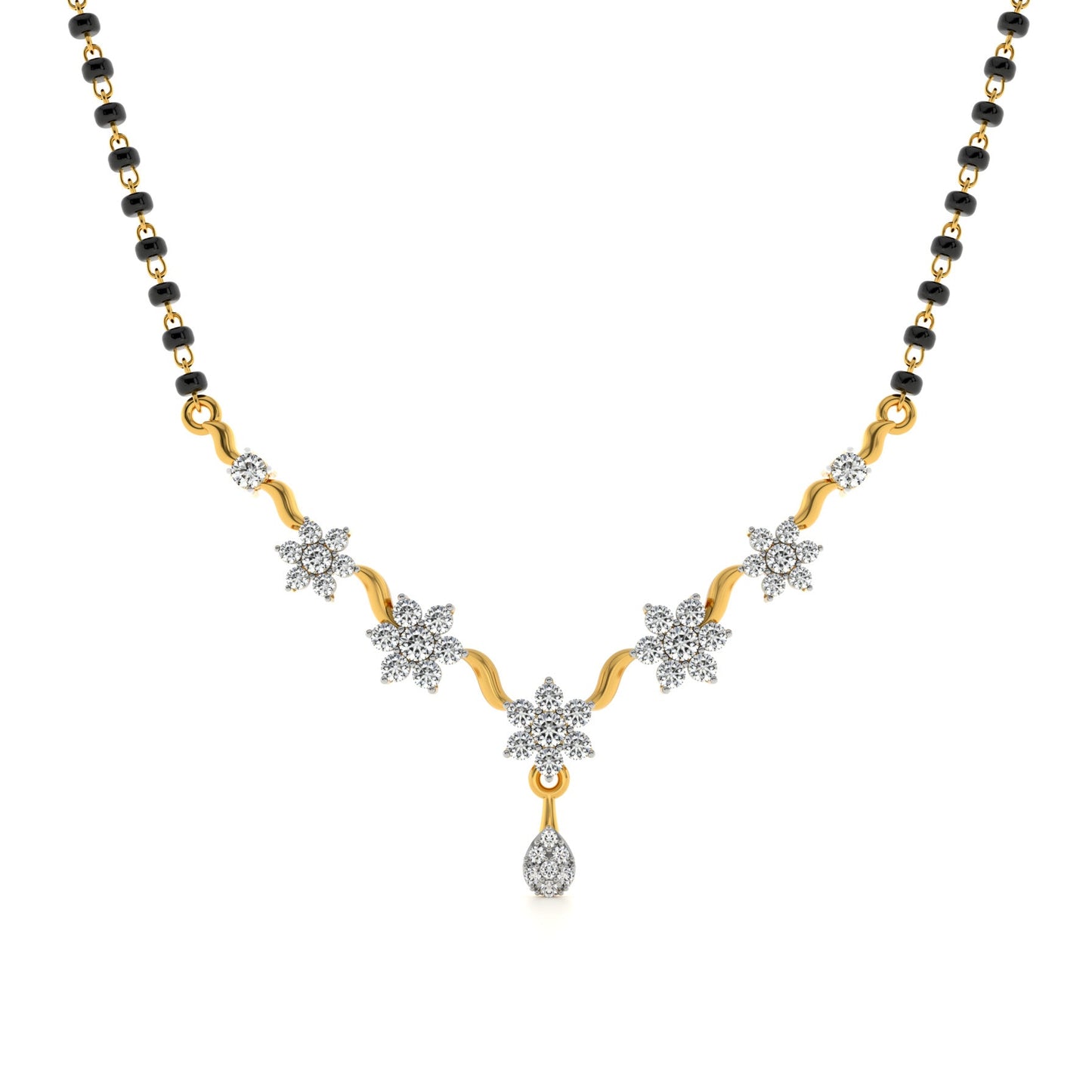 Timeless Petal Glow 9KT Gold Laboratory Grown Diamond Mangalsutra