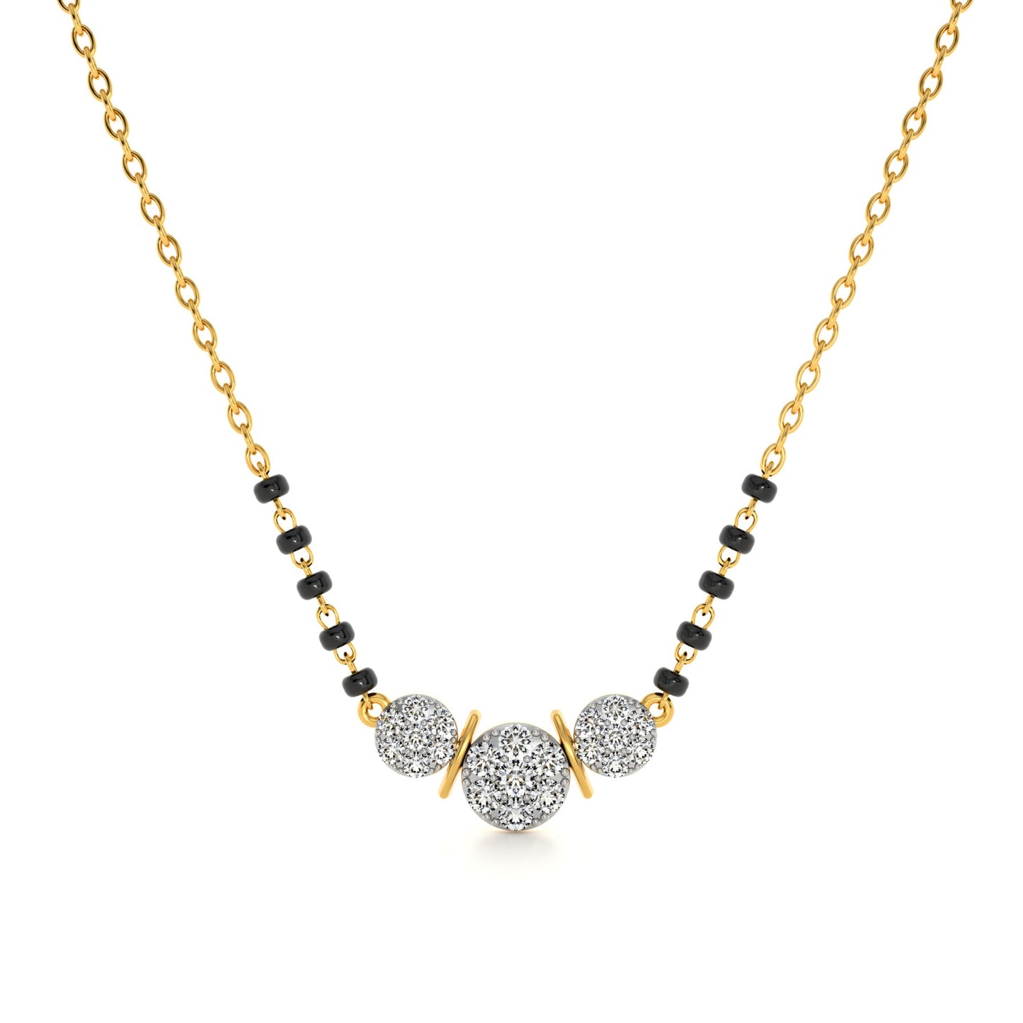 Radiant Triple Stone 9KT Gold Laboratory Grown Diamond Mangalsutra
