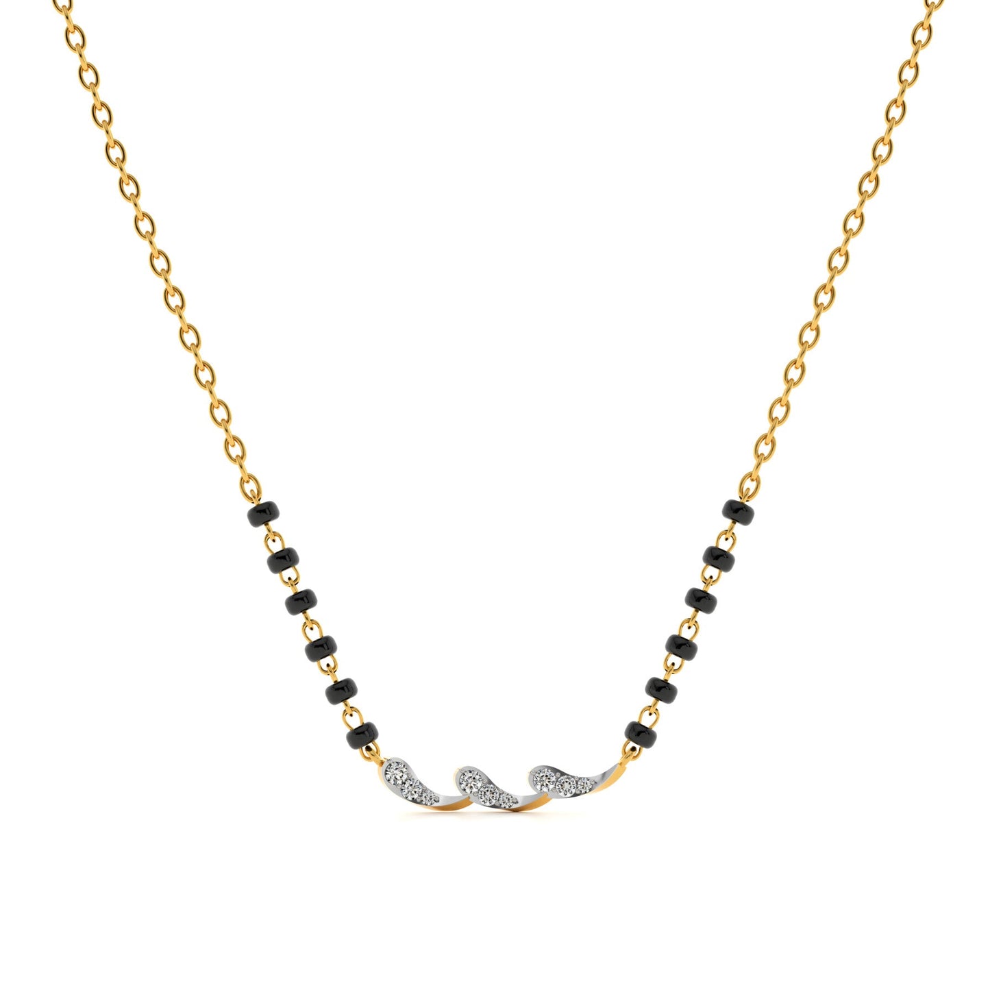 Delicate Curved 9KT Gold Laboratory Grown Diamond Mangalsutra